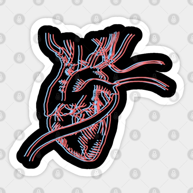 3D heart pocket tee Sticker by Art by Lex